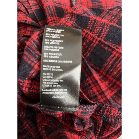 Urban Outfitters Black/Red Plaid Maxi Dress Pleated Bottom Ruffle Sz S - Picture 9 of 10